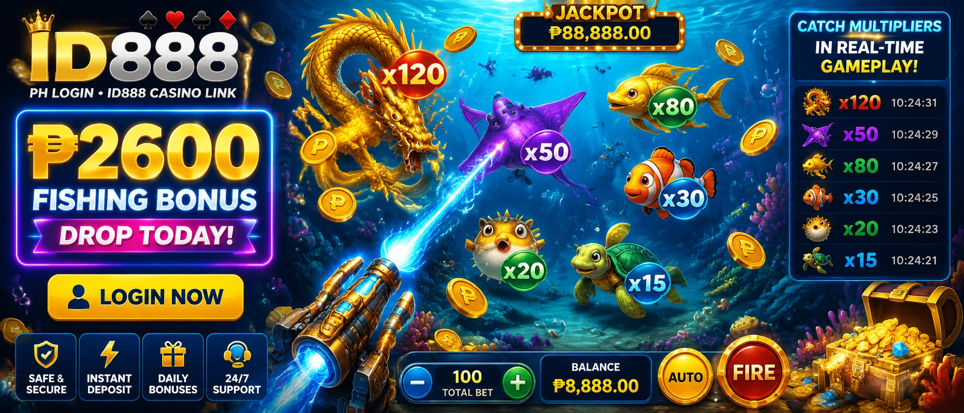 Fishing games arcade scene