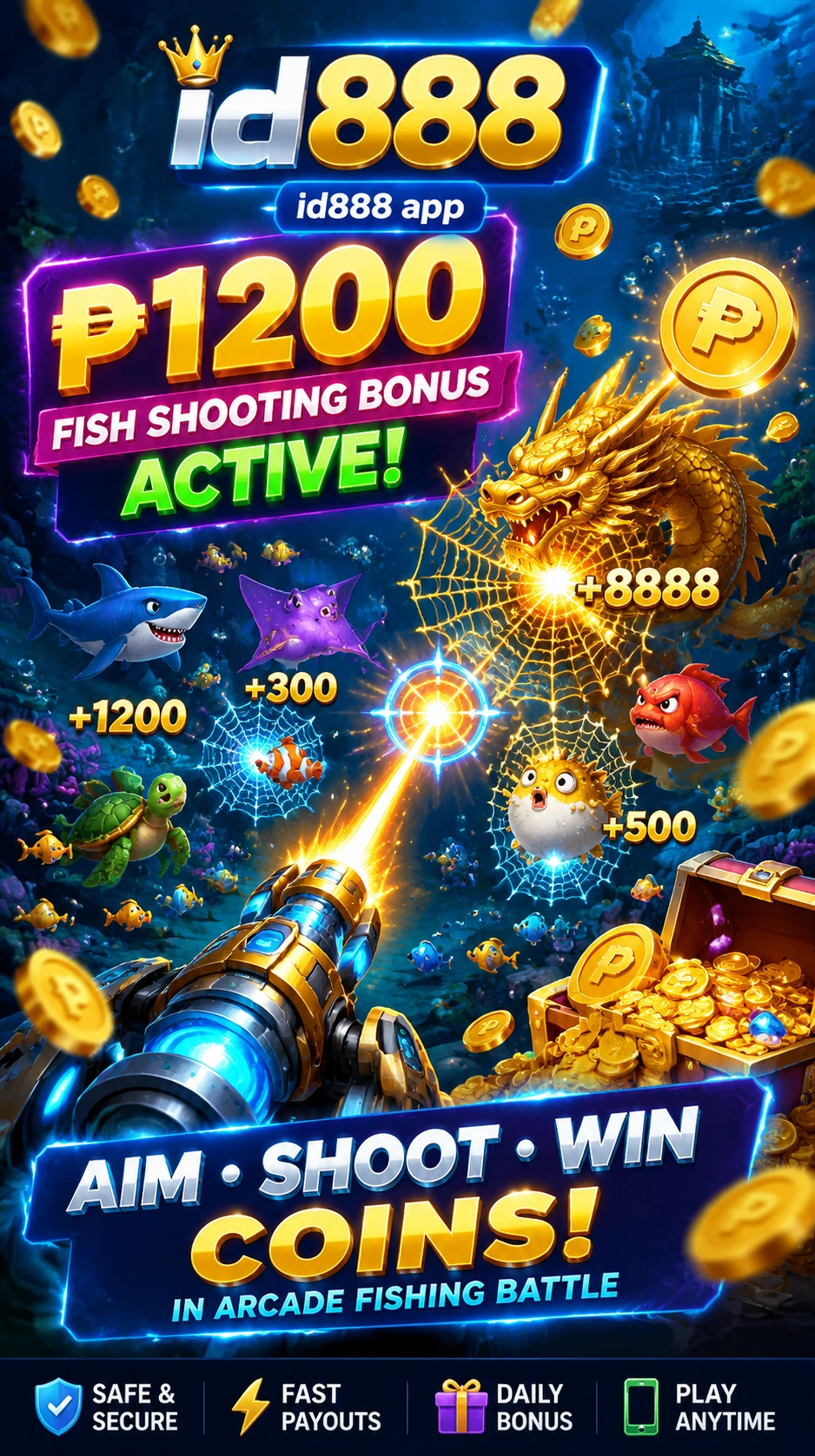 Fishing game cannon action